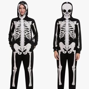 Black Skeleton Hooded Onesie Costume